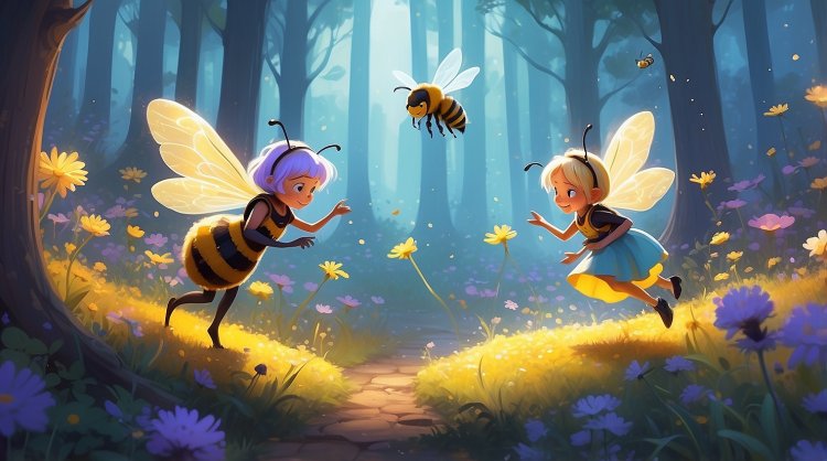 Fairy Lilia shows the bees how to collect nectar from flowers