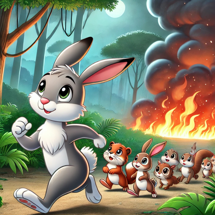 Hare saves his friends at the river